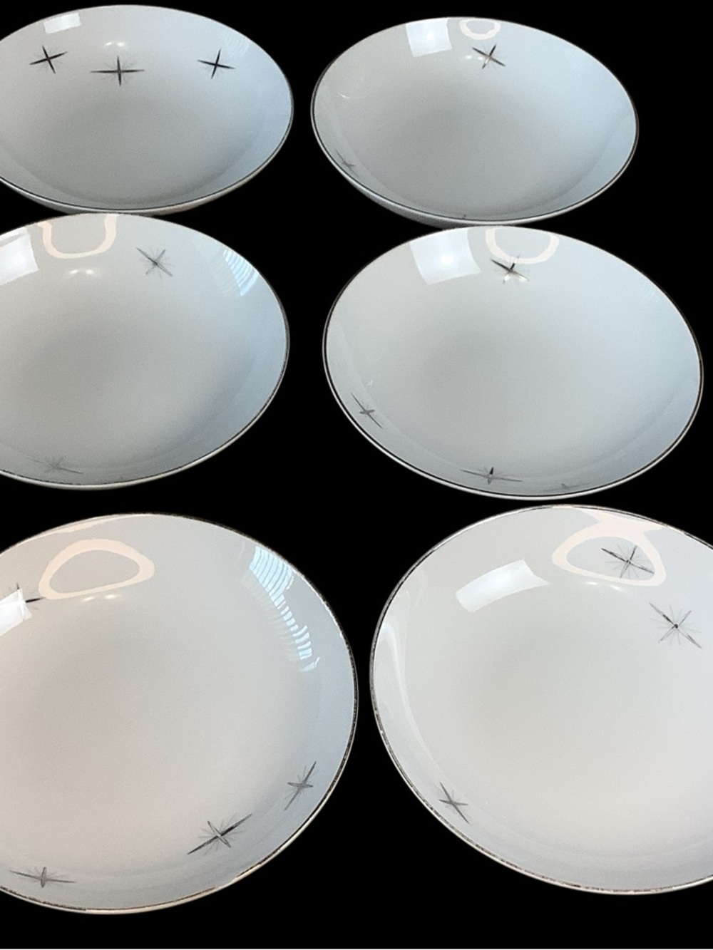 Set of 6- Vintage Fukagawa Arita 713 Cross Atomic Star Soup/Salad bowls 7.5”
